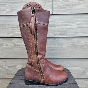 Dublin Kalmar Tempt Pebbled Leather Tall Riding Boots Thick Brown Womens Size 8